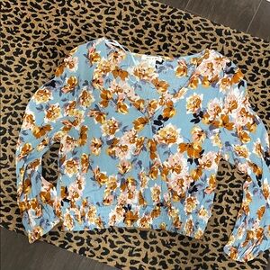 Floral Blue and Orange Women's Crop Top